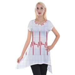 Cardiogram Vary Heart Rate Perform Line Red Plaid Wave Waves Chevron Short Sleeve Side Drop Tunic by Mariart