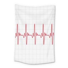 Cardiogram Vary Heart Rate Perform Line Red Plaid Wave Waves Chevron Small Tapestry by Mariart