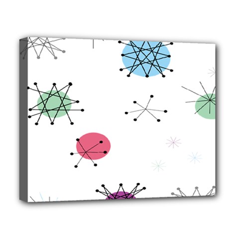Atomic Starbursts Circle Line Polka Deluxe Canvas 20  X 16   by Mariart