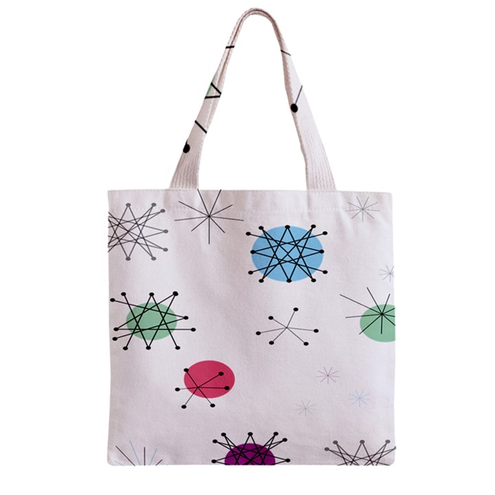 Atomic Starbursts Circle Line Polka Zipper Grocery Tote Bag