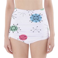 Atomic Starbursts Circle Line Polka High-waisted Bikini Bottoms