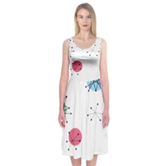 Atomic Starbursts Circle Line Polka Midi Sleeveless Dress by Mariart