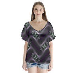 Closeup Purple Line Flutter Sleeve Top by Mariart