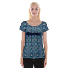 Boomarang Pattern Wave Waves Chevron Green Line Women s Cap Sleeve Top by Mariart