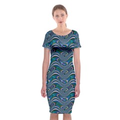 Boomarang Pattern Wave Waves Chevron Green Line Classic Short Sleeve Midi Dress by Mariart