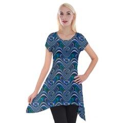 Boomarang Pattern Wave Waves Chevron Green Line Short Sleeve Side Drop Tunic