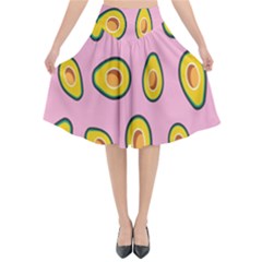 Fruit Avocado Green Pink Yellow Flared Midi Skirt by Mariart