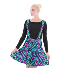 Circle Purple Green Wave Chevron Waves Suspender Skater Skirt