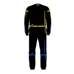Heart Monitor Screens Pulse Trace Motion Black Blue Yellow Waves Onepiece Jumpsuit (kids) by Mariart