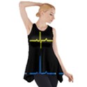 Heart Monitor Screens Pulse Trace Motion Black Blue Yellow Waves Side Drop Tank Tunic View1