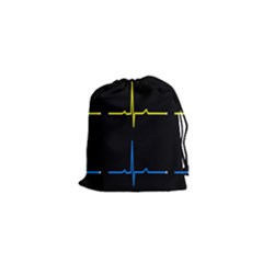 Heart Monitor Screens Pulse Trace Motion Black Blue Yellow Waves Drawstring Pouches (xs)  by Mariart