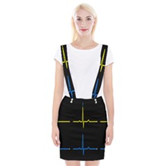 Heart Monitor Screens Pulse Trace Motion Black Blue Yellow Waves Braces Suspender Skirt