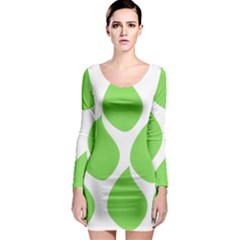 Green Water Rain Long Sleeve Bodycon Dress