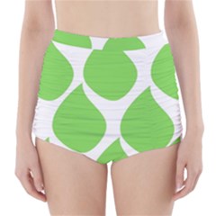 Green Water Rain High-Waisted Bikini Bottoms