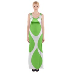 Green Water Rain Maxi Thigh Split Dress