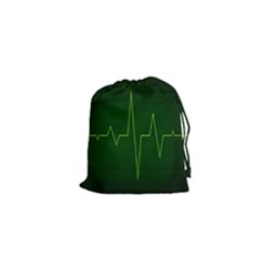 Heart Rate Green Line Light Healty Drawstring Pouches (xs)  by Mariart
