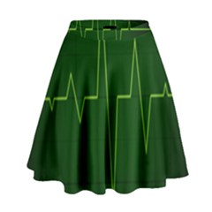 Heart Rate Green Line Light Healty High Waist Skirt by Mariart