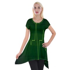 Heart Rate Green Line Light Healty Short Sleeve Side Drop Tunic by Mariart