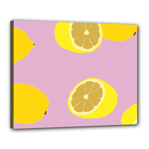 Fruit Lemons Orange Purple Canvas 20  X 16  by Mariart