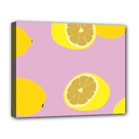 Fruit Lemons Orange Purple Deluxe Canvas 20  X 16   by Mariart