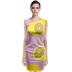 Fruit Lemons Orange Purple Sleeveless Velvet Midi Dress