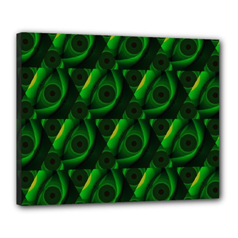 Green Eye Line Triangle Poljka Canvas 20  X 16  by Mariart