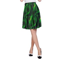 Green Eye Line Triangle Poljka A-line Skirt by Mariart