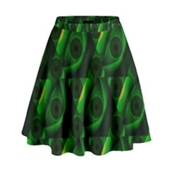 Green Eye Line Triangle Poljka High Waist Skirt by Mariart