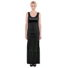 Heart Rate Line Green Black Wave Chevron Waves Maxi Thigh Split Dress by Mariart