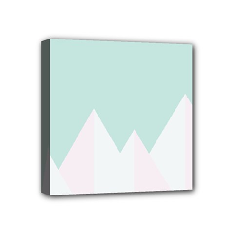 Montain Blue Snow Chevron Wave Pink Mini Canvas 4  X 4  by Mariart