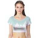 Montain Blue Snow Chevron Wave Pink Short Sleeve Crop Top (Tight Fit) View1