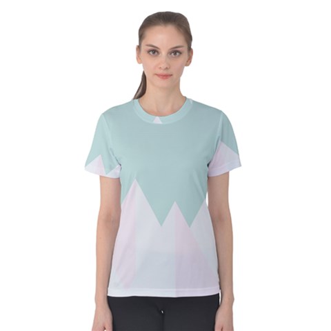 Montain Blue Snow Chevron Wave Pink Women s Cotton Tee by Mariart