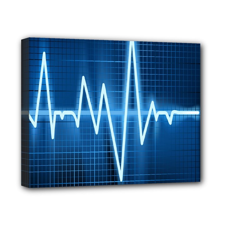 Heart Monitoring Rate Line Waves Wave Chevron Blue Canvas 10  x 8 