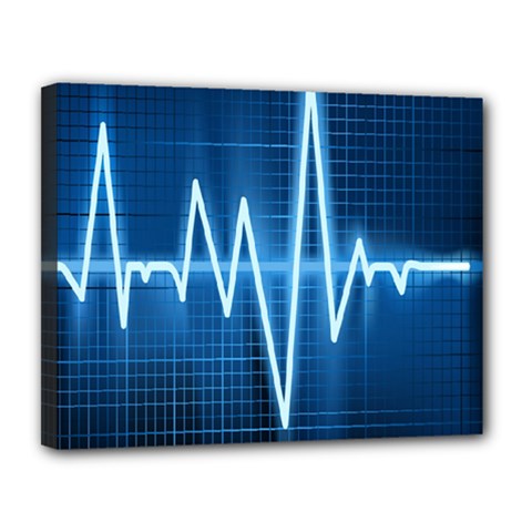 Heart Monitoring Rate Line Waves Wave Chevron Blue Canvas 14  X 11  by Mariart