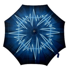 Heart Monitoring Rate Line Waves Wave Chevron Blue Hook Handle Umbrellas (small)