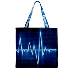 Heart Monitoring Rate Line Waves Wave Chevron Blue Zipper Grocery Tote Bag by Mariart