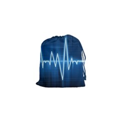 Heart Monitoring Rate Line Waves Wave Chevron Blue Drawstring Pouches (xs)  by Mariart
