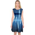 Heart Monitoring Rate Line Waves Wave Chevron Blue Capsleeve Midi Dress View1