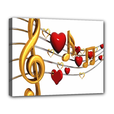 Music Notes Heart Beat Canvas 14  X 11 