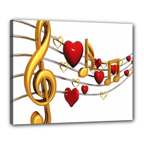 Music Notes Heart Beat Canvas 20  X 16 
