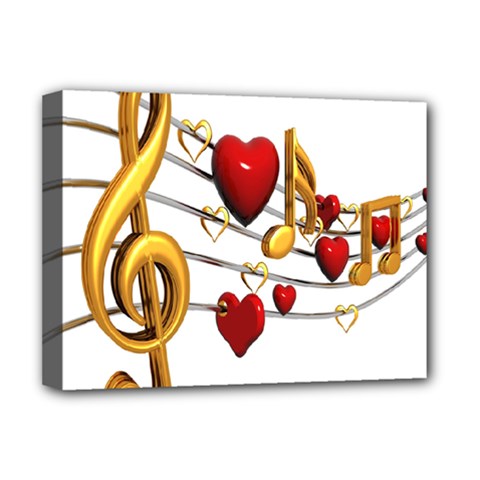 Music Notes Heart Beat Deluxe Canvas 16  X 12  