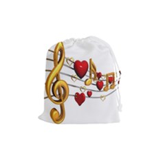 Music Notes Heart Beat Drawstring Pouches (medium)  by Mariart