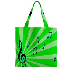 Music Notes Light Line Green Zipper Grocery Tote Bag by Mariart