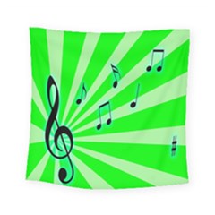Music Notes Light Line Green Square Tapestry (small)