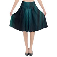Lines Light Shadow Vertical Aurora Flared Midi Skirt by Mariart