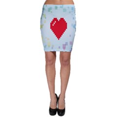 Red Heart Love Plaid Red Blue Bodycon Skirt by Mariart