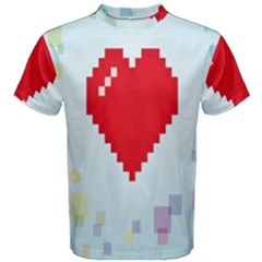 Red Heart Love Plaid Red Blue Men s Cotton Tee