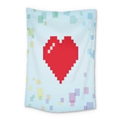 Red Heart Love Plaid Red Blue Small Tapestry by Mariart