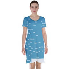 Peta Anggota City Blue Eropa Short Sleeve Nightdress