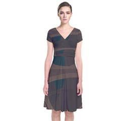 Tree Jungle Brown Green Short Sleeve Front Wrap Dress by Mariart